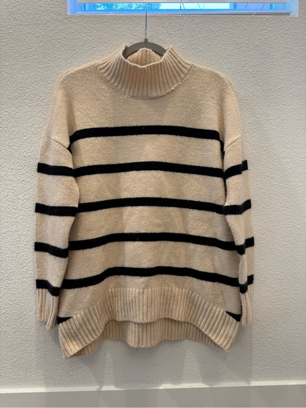 Workshop Republic Clothing cream & black striped mock neck sweater